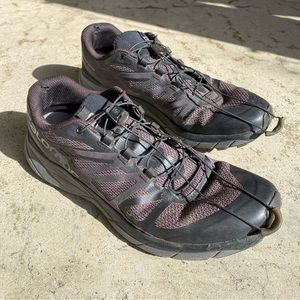 Salomon Vibe Trail Running Shoes Mens 10.5 Sense Ride Black Ortholite Sneakers